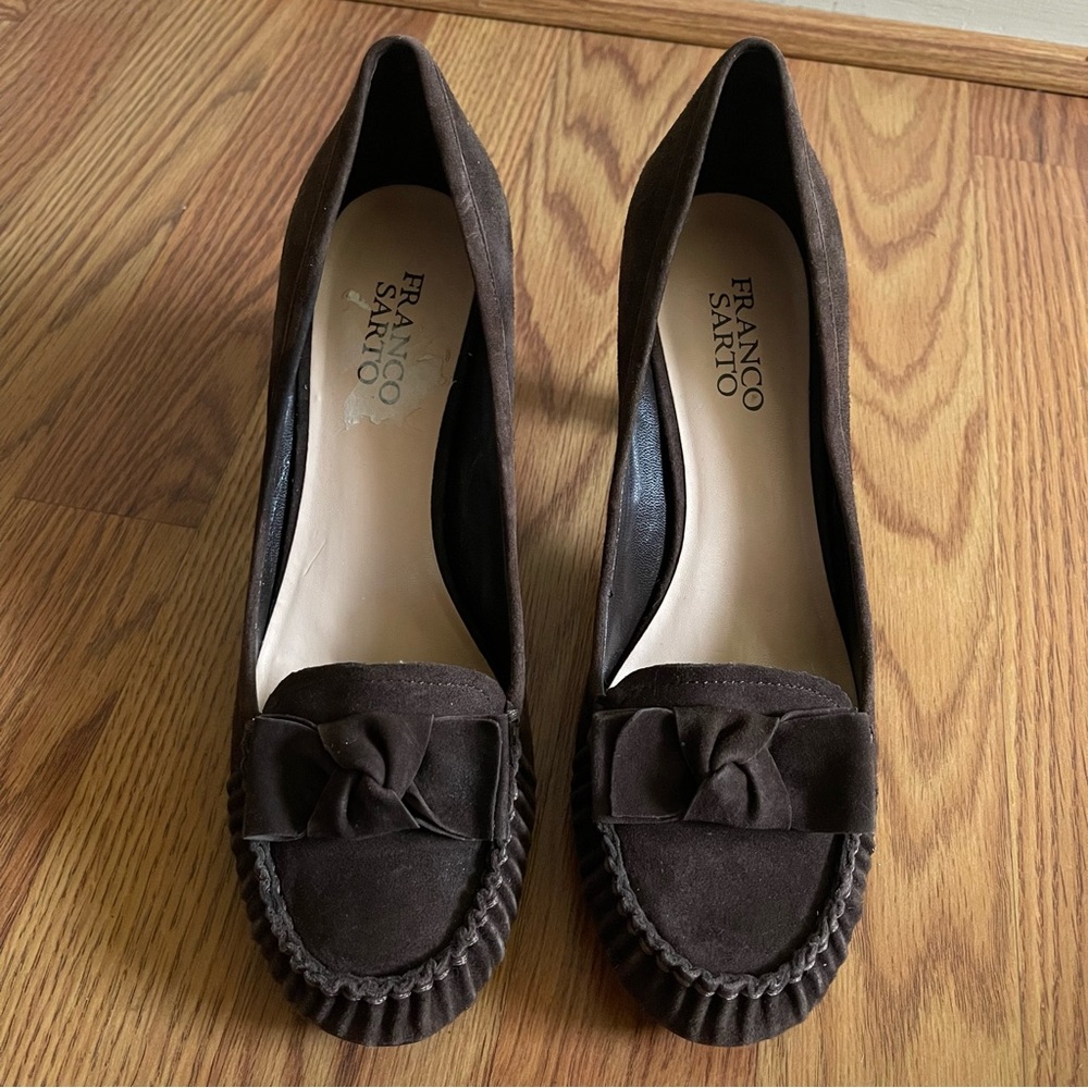 Franco Sarto Brown Suede Pumps with Bows
